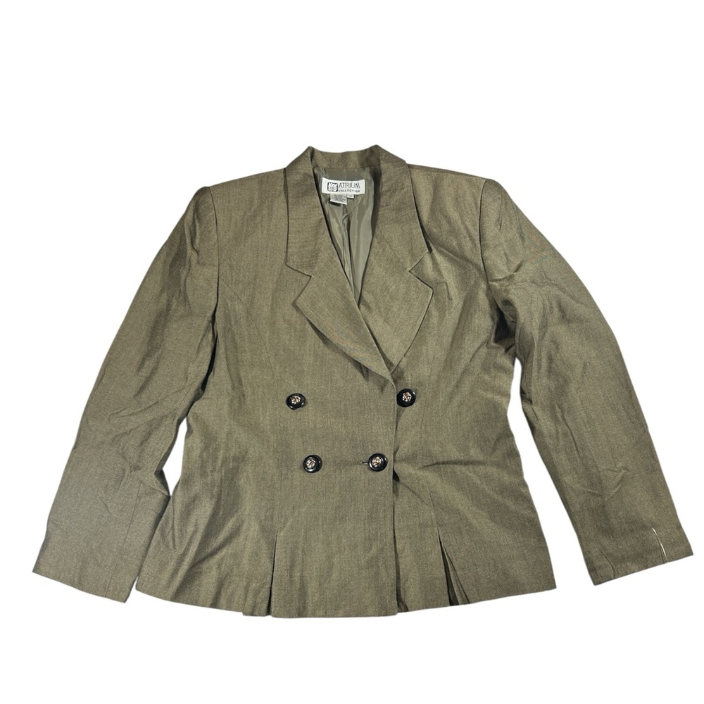 Vintage Atrium Collection Rayon Blazer Jacket Womens‎ 12 Double Breasted Green